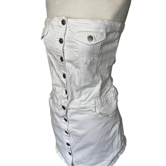 Amanda Uprichard Teyana Dress in White Medium New Womens Denim strapless Mini - Picture 5 of 12